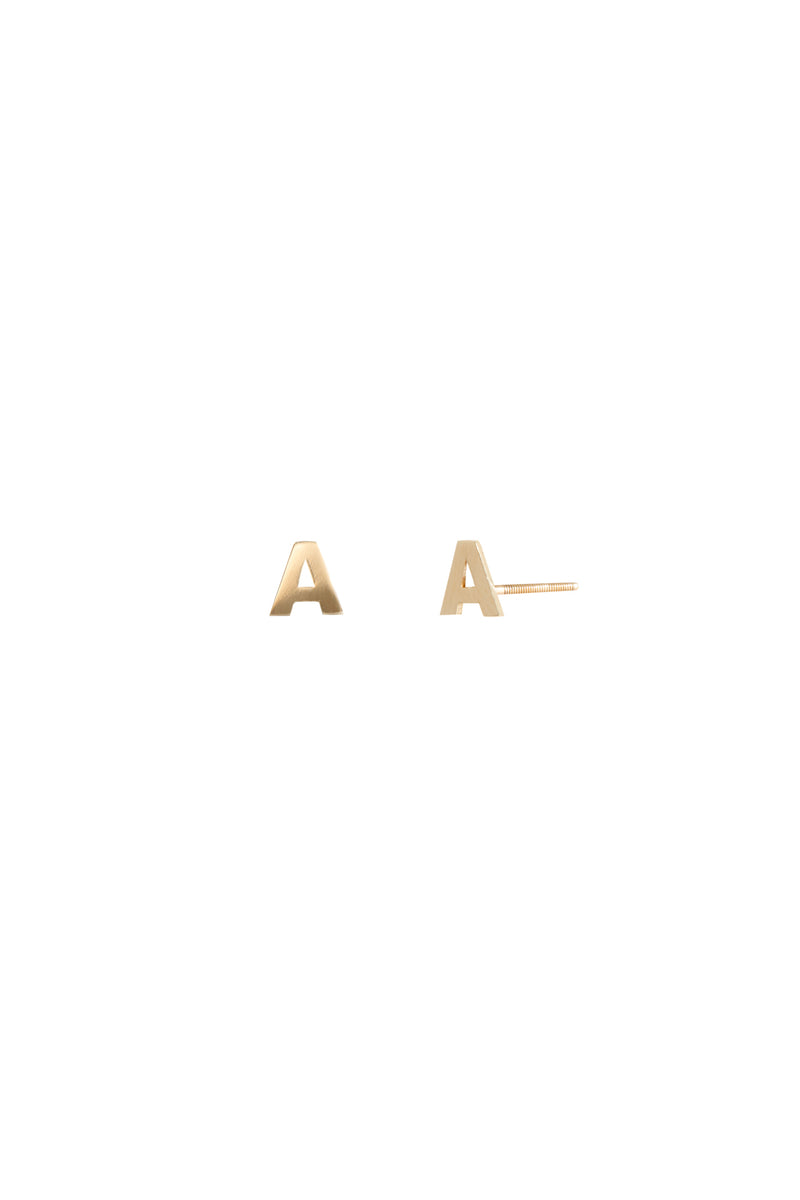 Alphabetic Single Studs in Yellow Gold