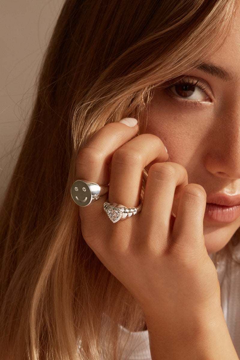 Happiness Signet Ring in Silver