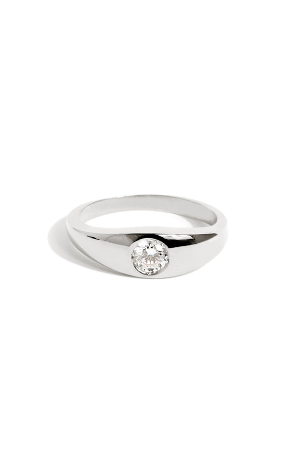 Bague Chevalière Solitaire en Argent