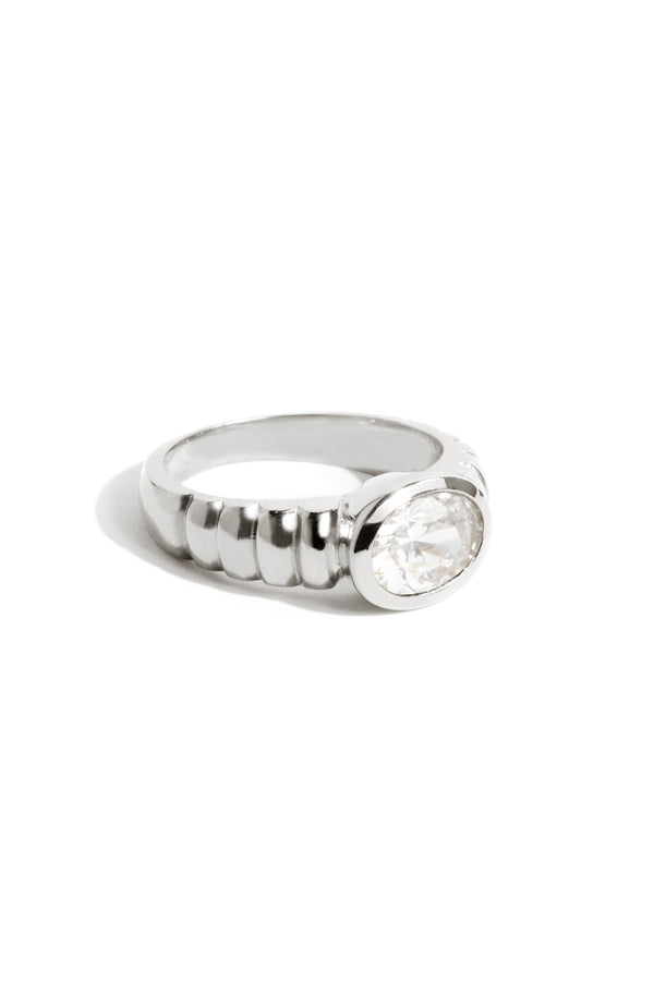 Oval Art Deco Ring in Silver